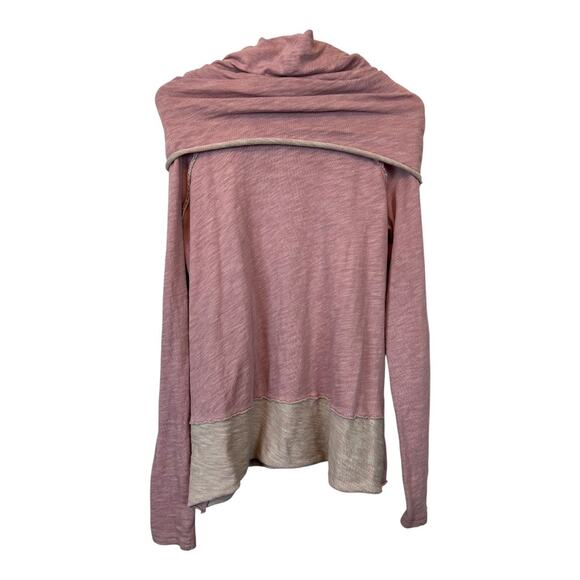 FP Beach Free People Pink Shawl Collar Boho Bohemian Blouse Shirt Top XS - Picture 5 of 5